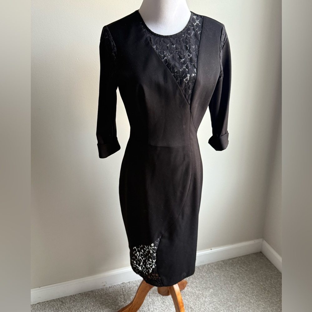 Black Halo Lace Detail Sheath Dress | Size 6 | EUC classic
